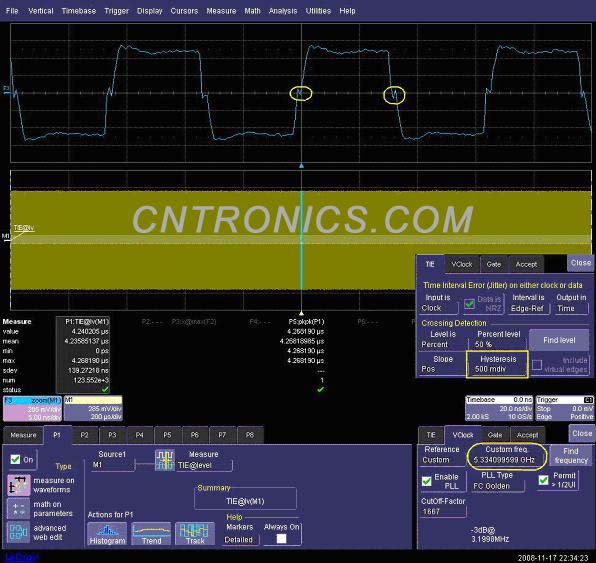 圖三 使用TIE的缺省設(shè)置，Hysteresis值為500mdiv 