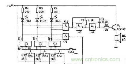 智力競(jìng)賽用的三路搶答器電路