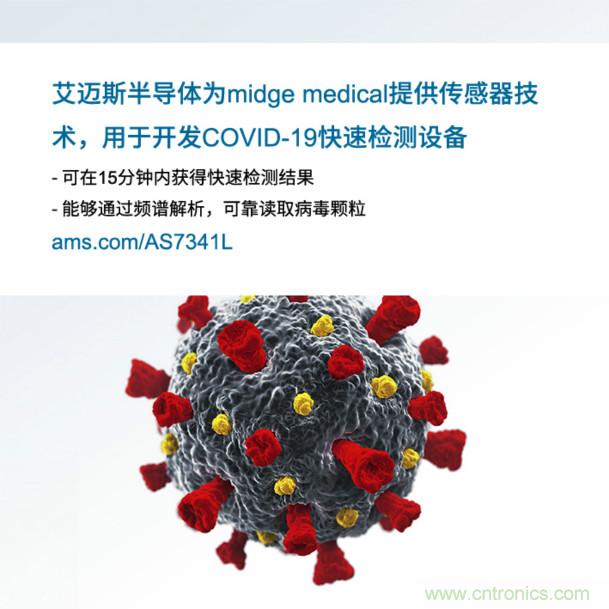 艾邁斯為midge medical提供傳感器技術，用于開發(fā)COVID-19快速檢測設備